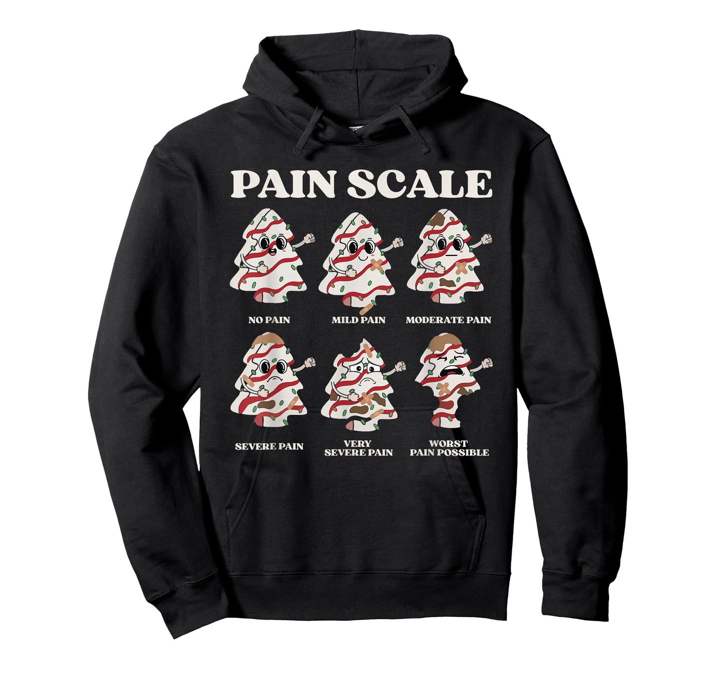 Funny Pain Scale Xmas Tree Cakes Nurse Christmas Pajamas Pjs T-Shirt