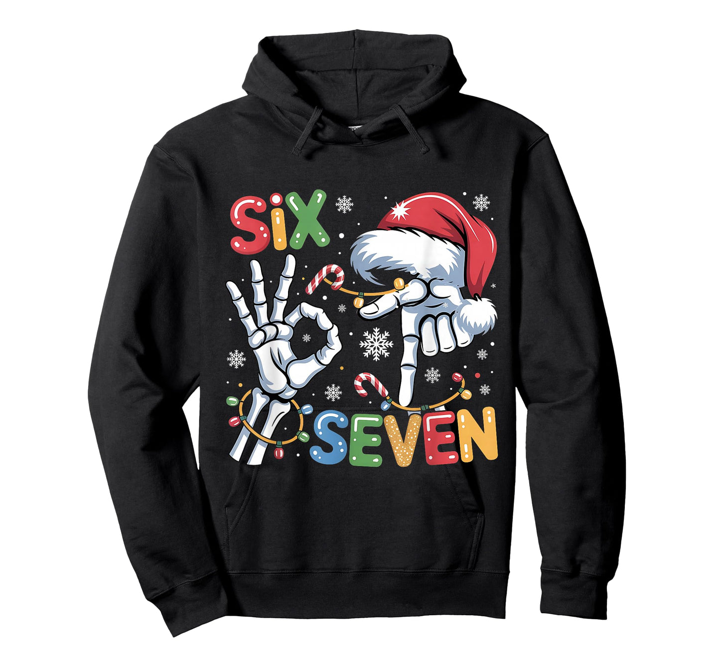 Six Seven Funny Skeleton Hands Meme Christmas Art T-Shirt