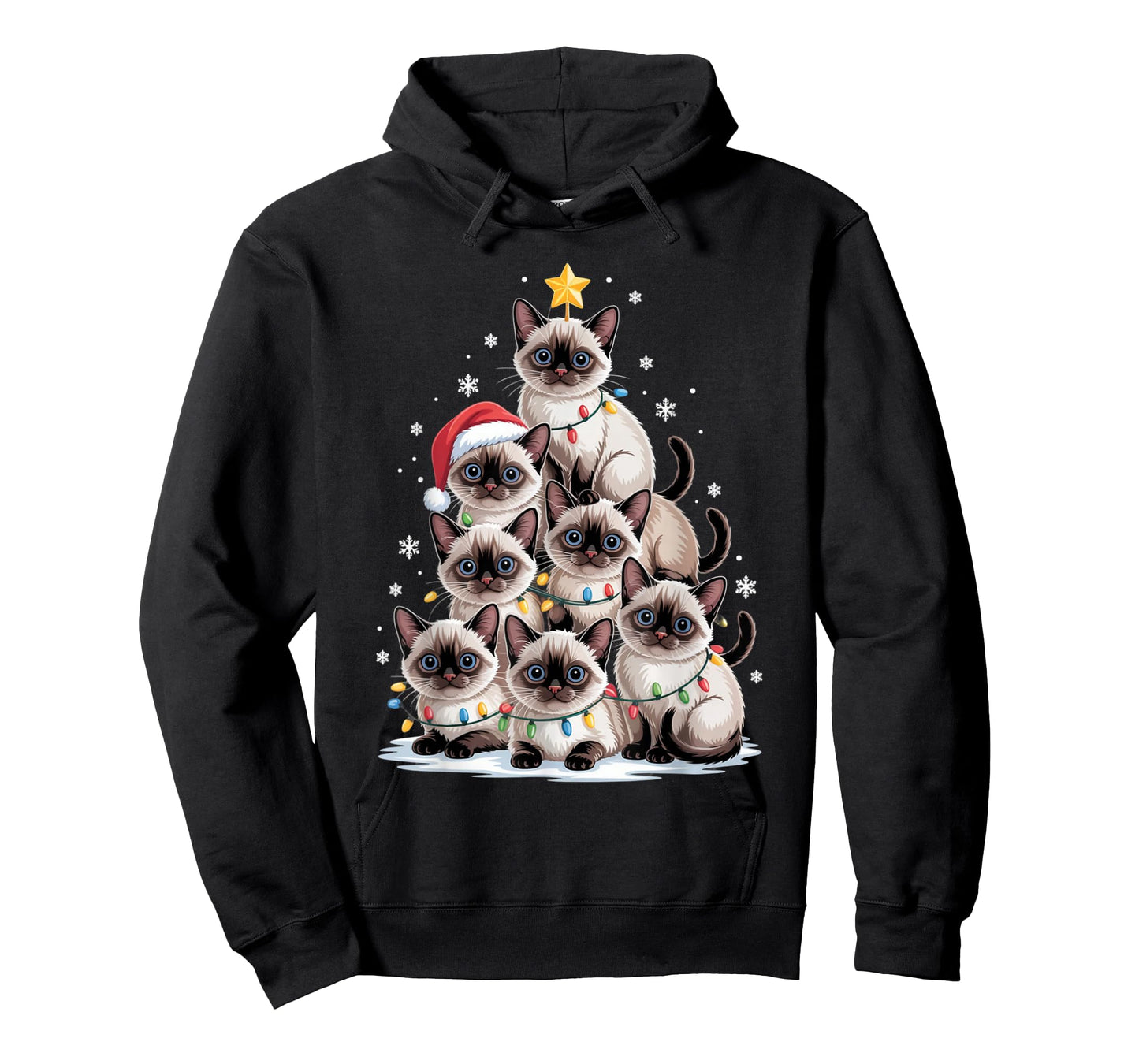 Christmas Siamese Cat Pet Xmas Santa Hat T-Shirt