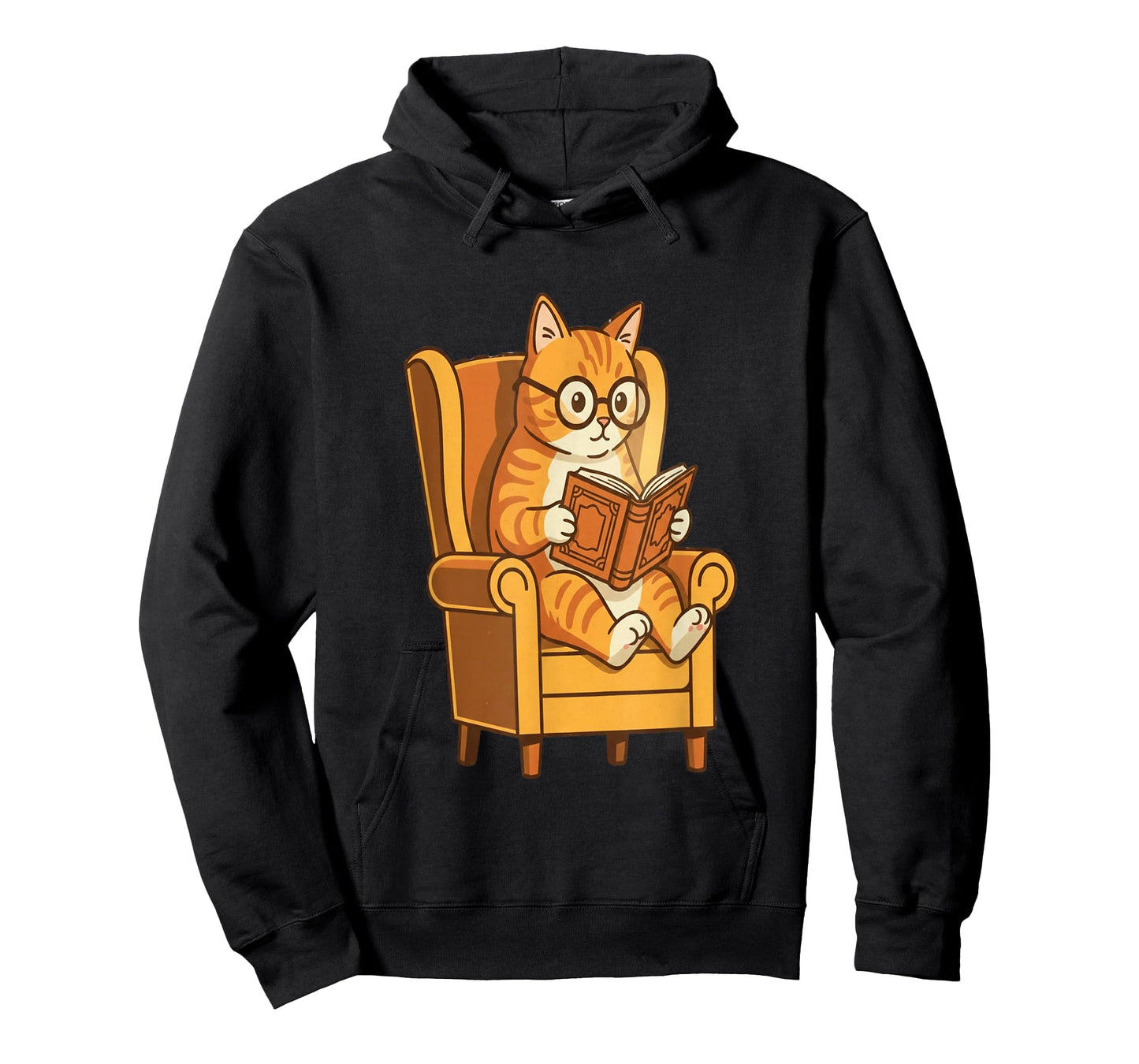 Ginger Tabby Cat Reading Book Glasses Retro Illustration T-Shirt