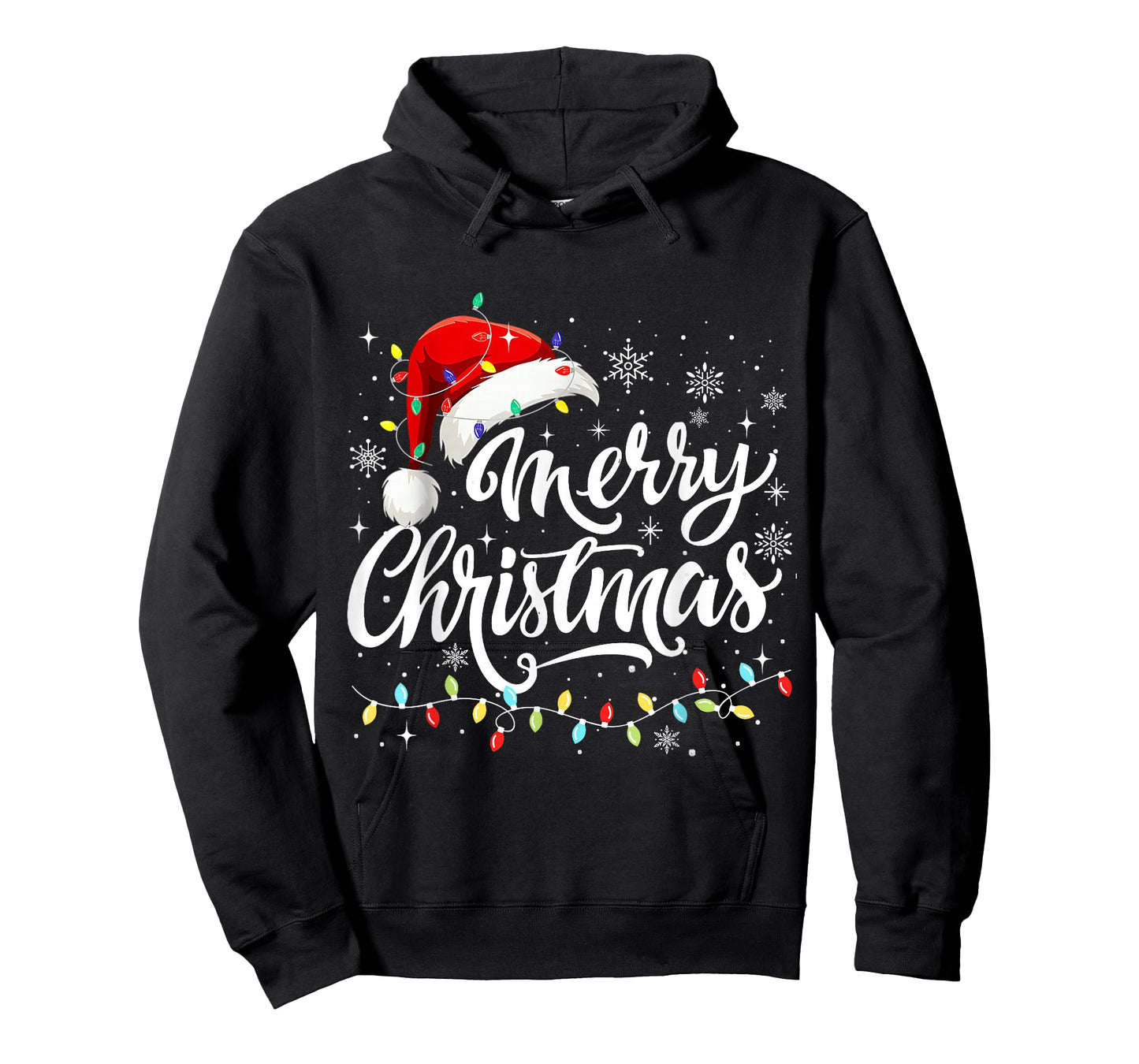 Merry Christmas Lights Red Santa Hat Xmas Family Men Women T-Shirt