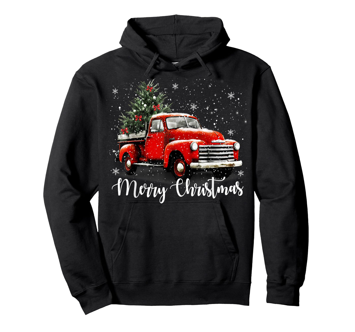 Vintage Merry Christmas Red Truck Xmas Tree Family Pajamas T-Shirt