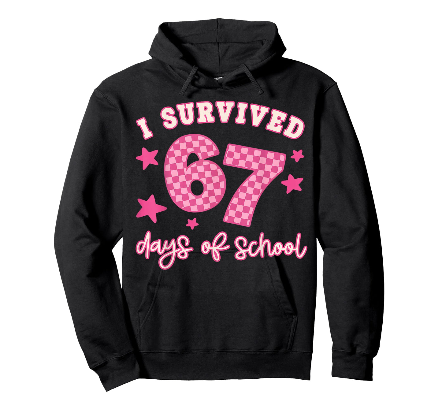 I Survived 67 Days of School Pink Checker Style T-Shirt