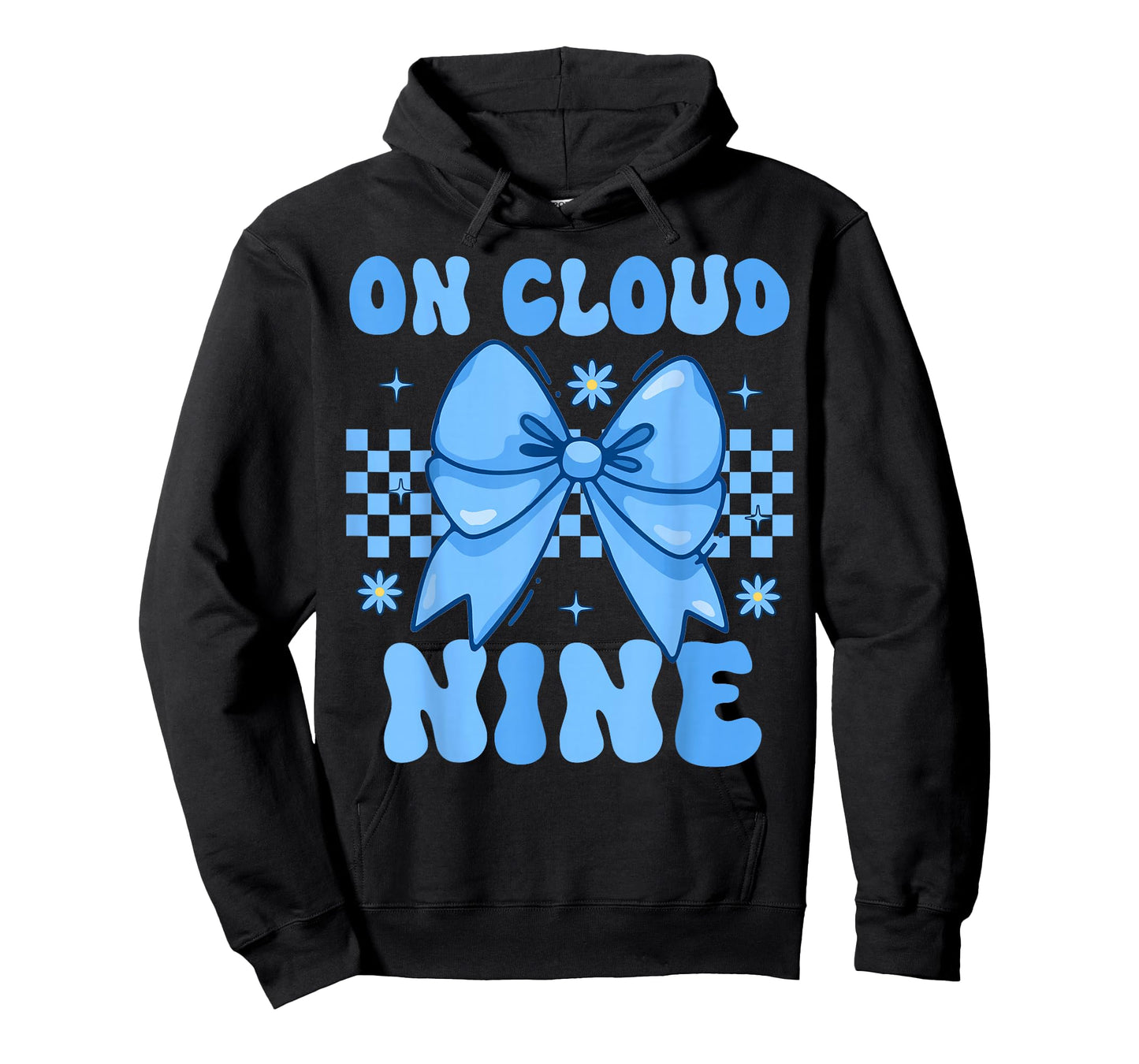 On Cloud Nine Bday 9th Birthday Girl Coquette Bow Blue T-Shirt