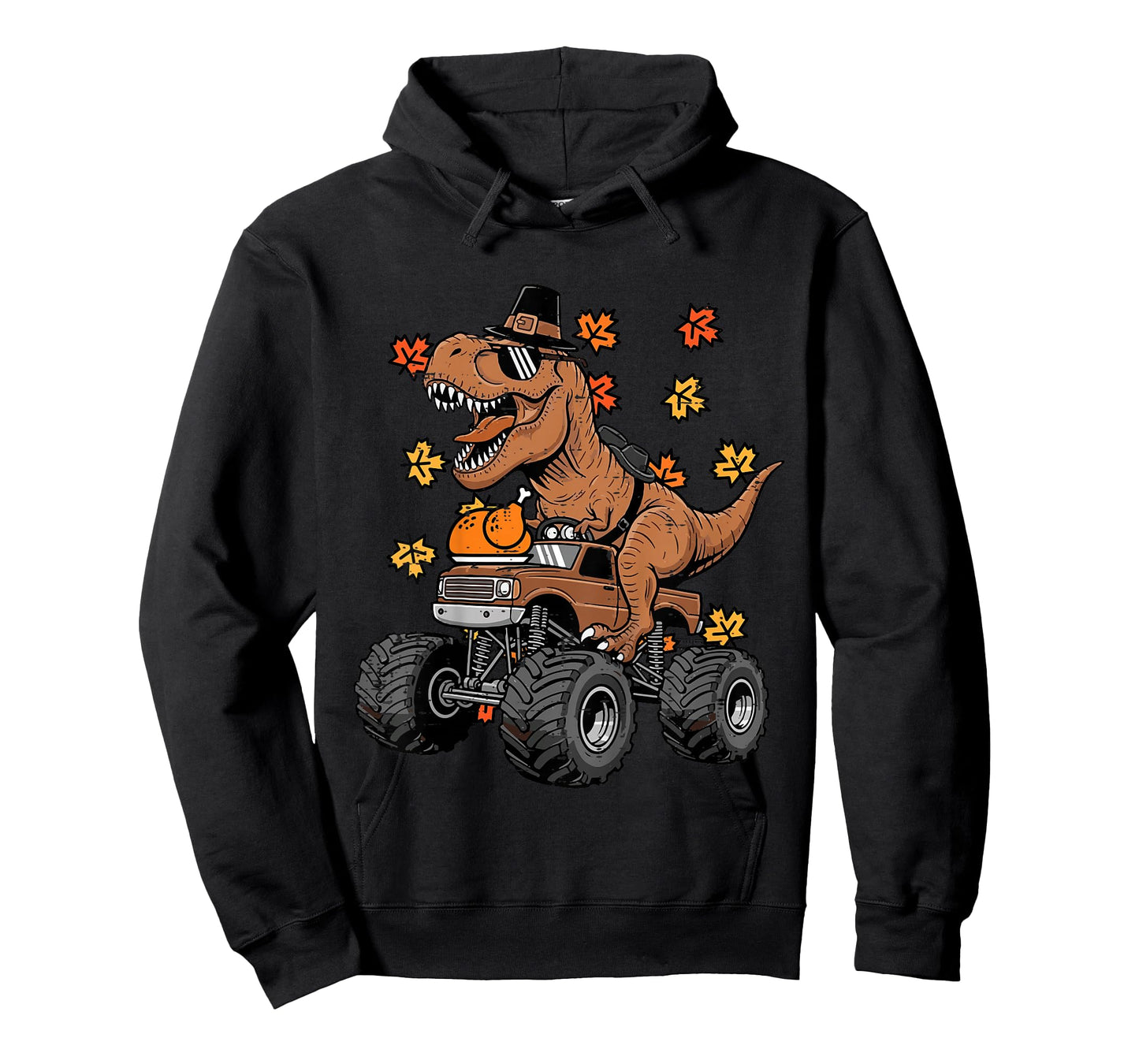 Kids Thanksgiving Dino Monster Truck Fall Trex Boys Kids Toddler T-Shirt