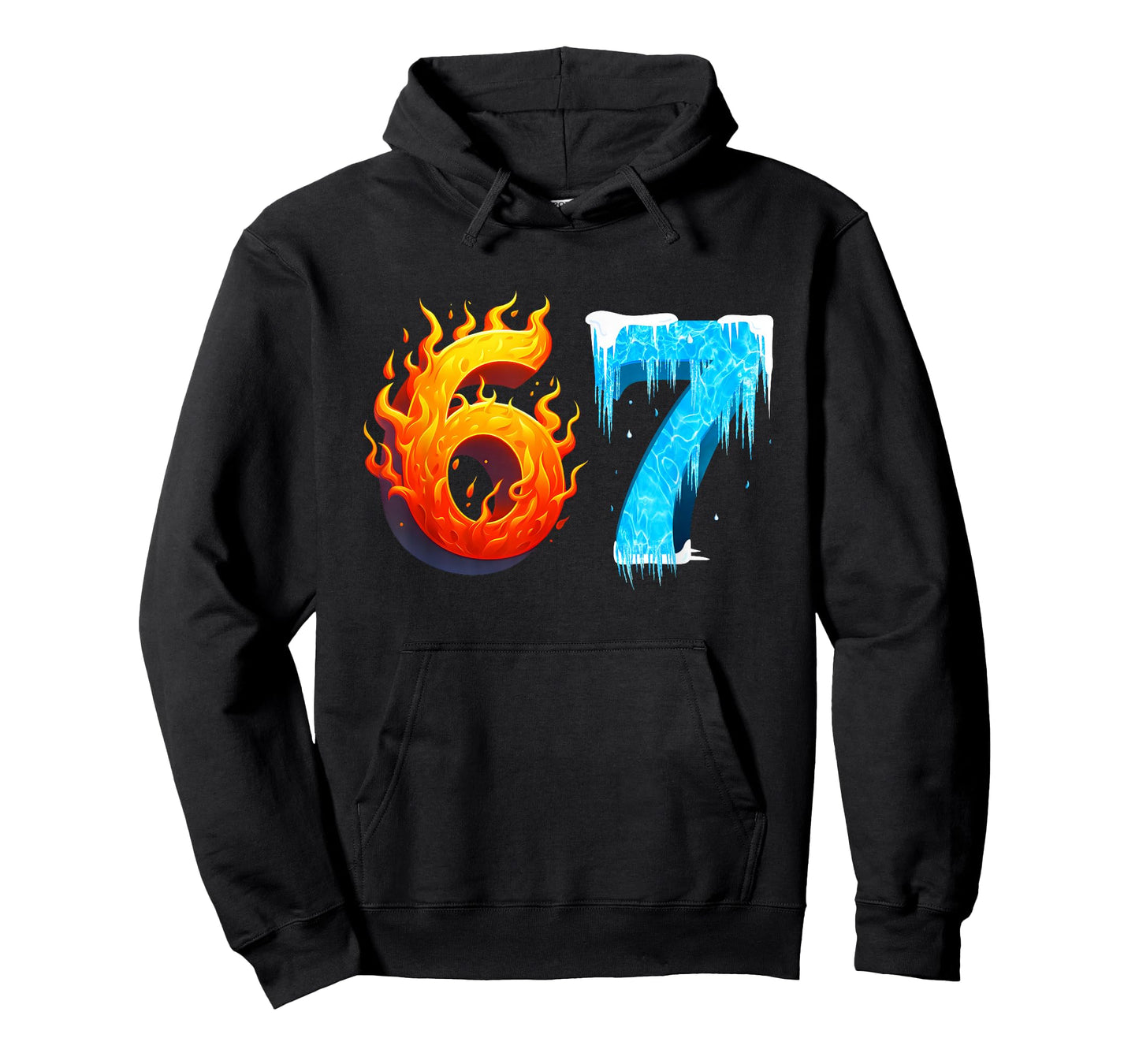 67 Six Seven 6-7 Flaming Ice – Funny Teen Kids Brainrot Meme T-Shirt