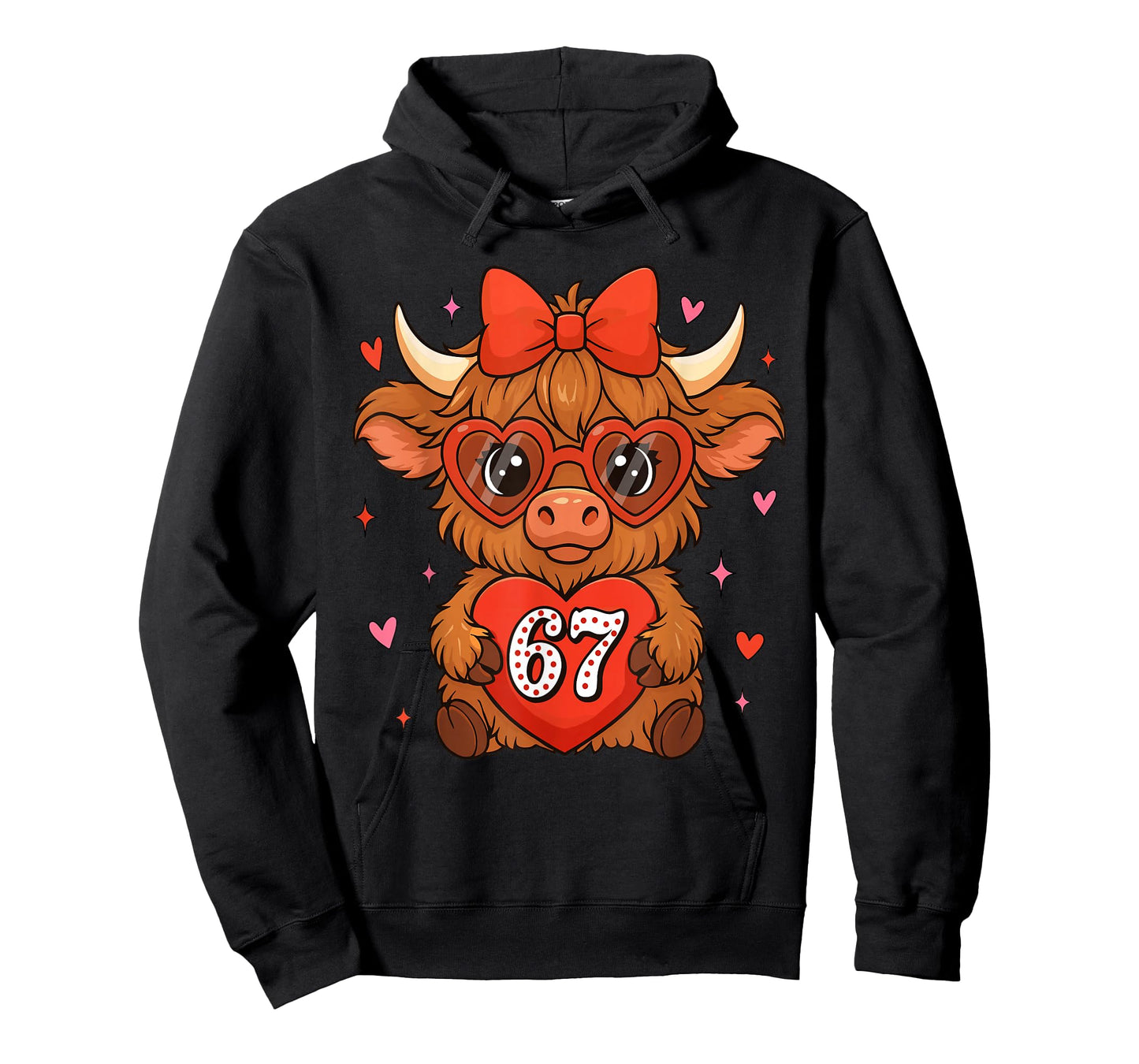 67 Meme Six Seven Cute Valentine Highland Cow Coquette Women T-Shirt