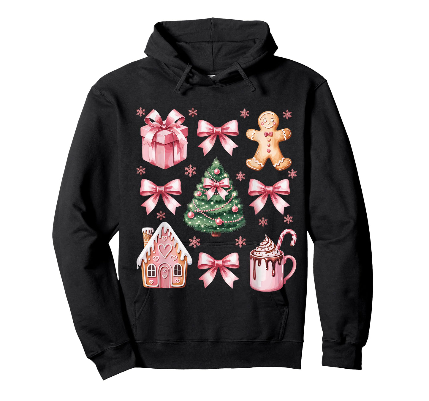 Christmas Coquette Bow Pink Gingerbread Xmas Women Girls T-Shirt