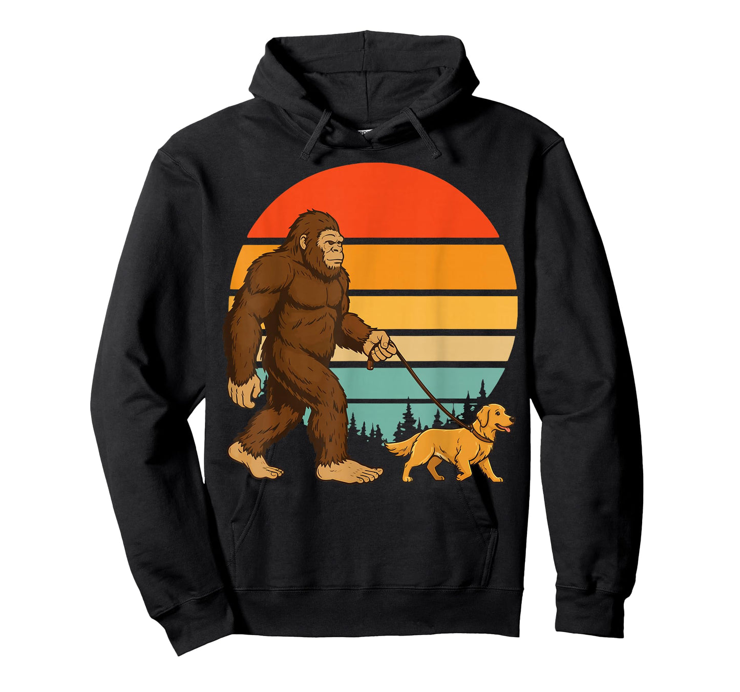 Bigfoot Golden Retriever Retro T-Shirt