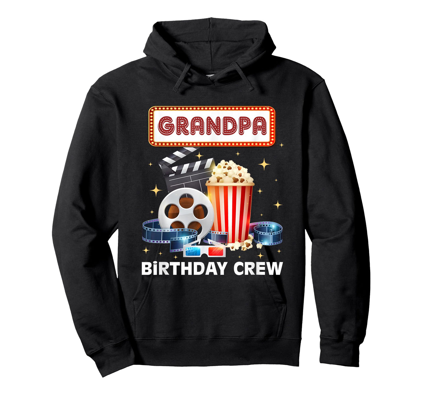Grandpa Birthday Crew Movie Night Theme Matching Party T-Shirt