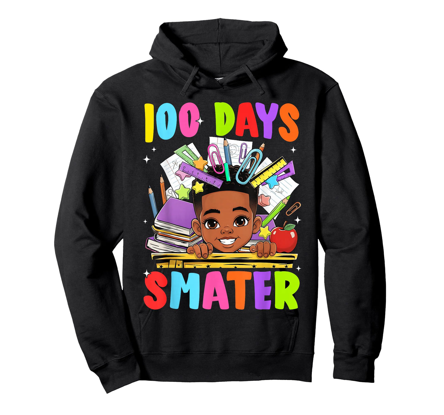 100th Day of School 100 Days Smarter Afro Boy Kids Teacher T-Shirt
