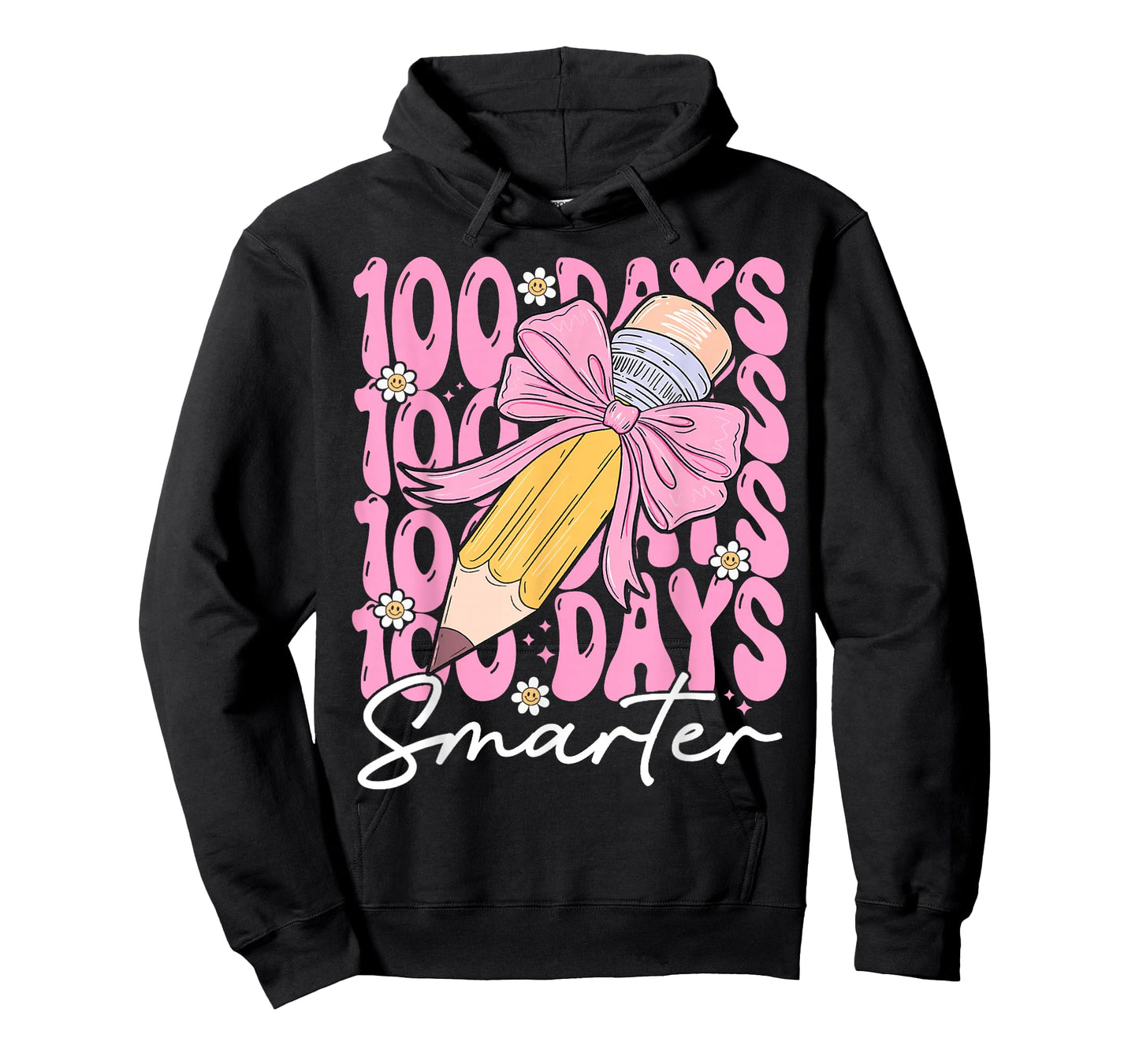 100 Days Smarter Girls Coquette Bow 100th Day of School Kids T-Shirt