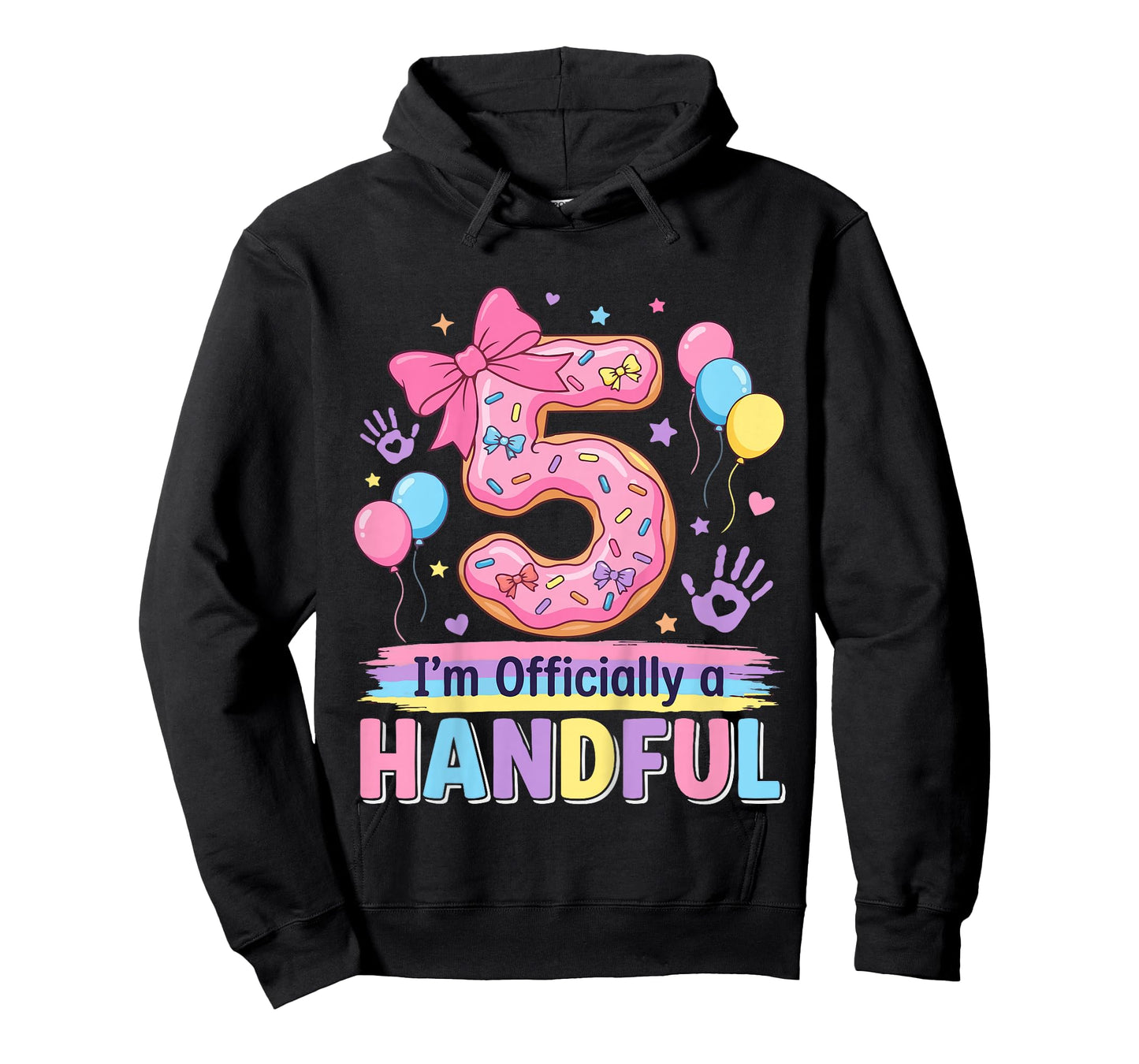 Kids Officially A Handful 5th Birthday Shirt Girl Boy Five 5 Year T-Shirt