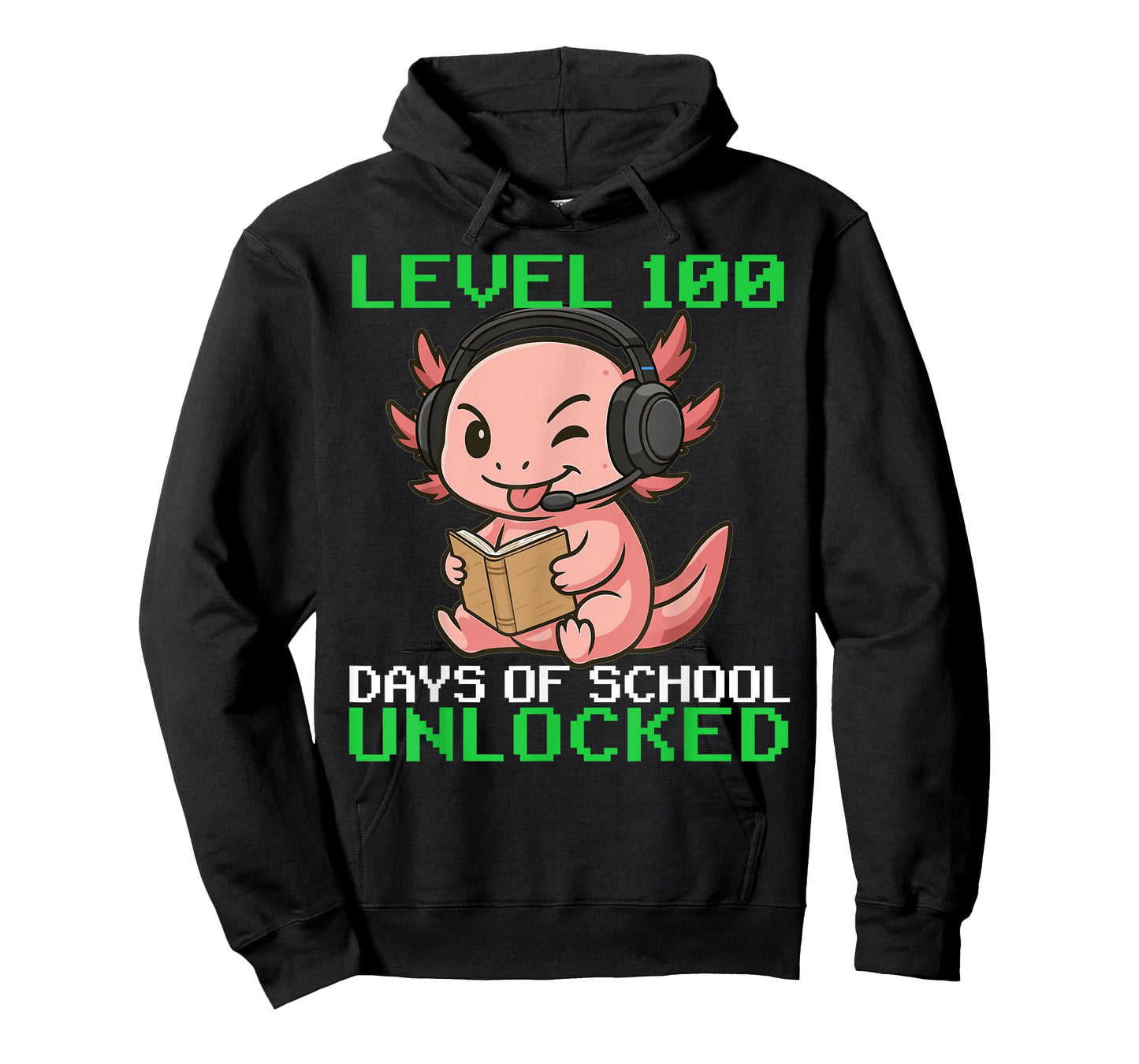 100th Days of School Axolotl Gaming Level 100 Unlocked T-Shirt