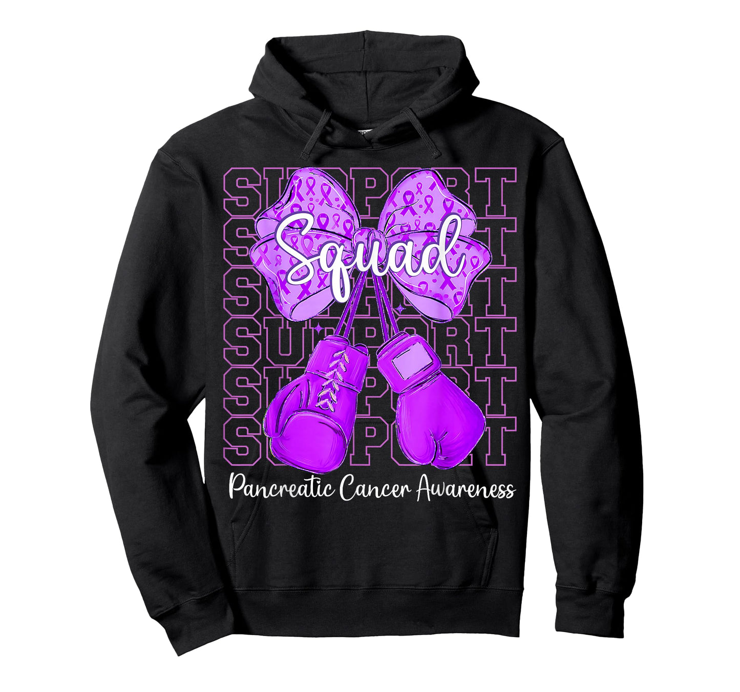 Support Squad Coquette Purple Fight Pancreatic Awareness T-Shirt