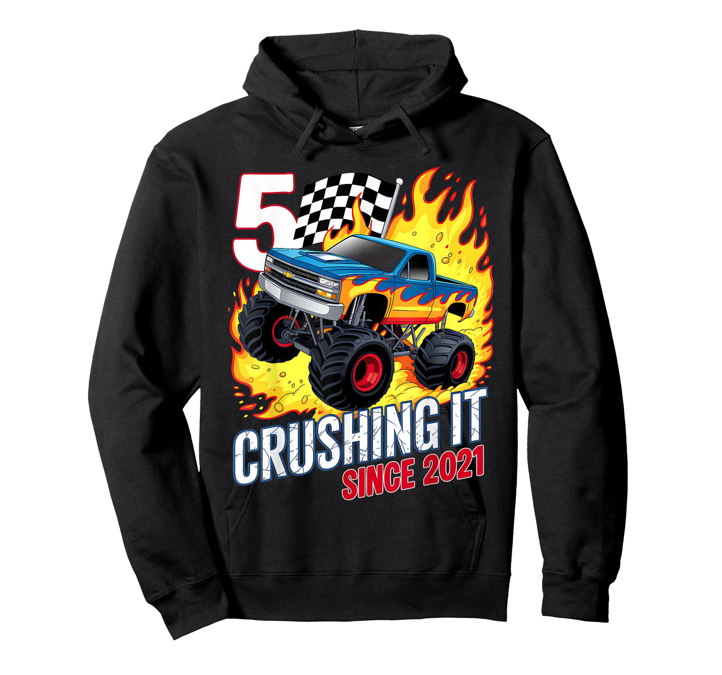 Birthday Monster Truck 5 Year Old Boys 5th Party Born 2021 T-Shirt