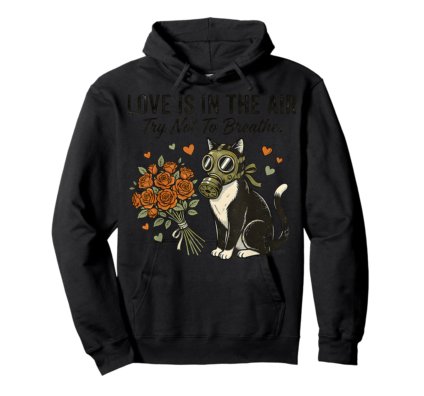 Anti Valentines Love is in The Air Adult Breathe Mask Cat T-Shirt