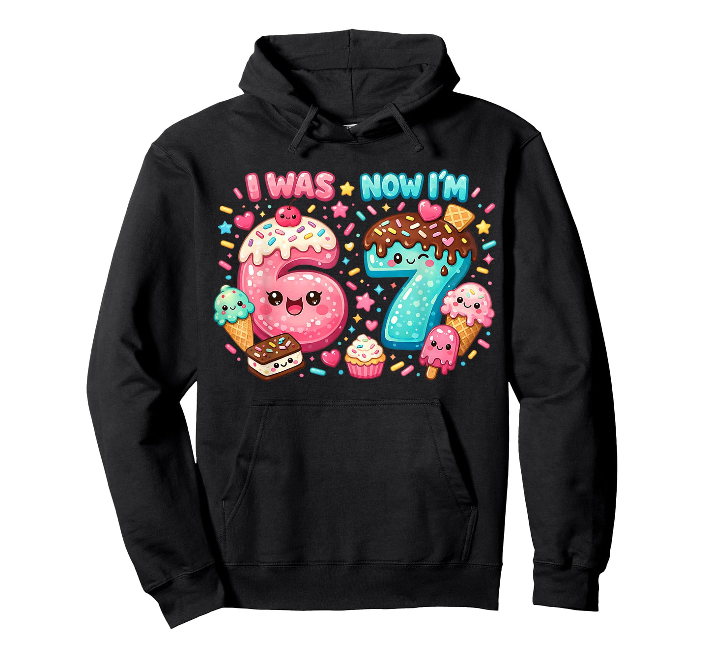 I was 6 Now I'm 7 Dripping Ice Cream Lover 67 Meme Birthday T-Shirt