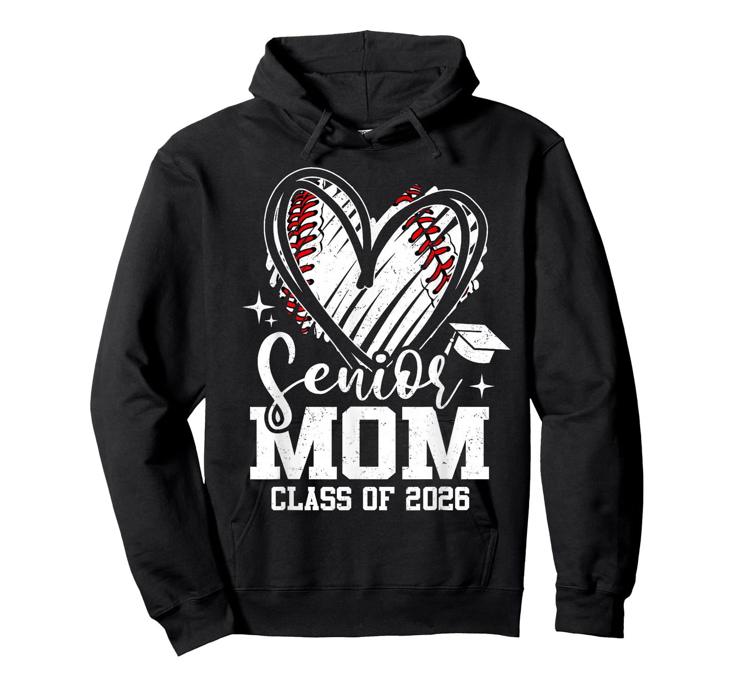 Senior Mom Class of 2026 Baseball Graduation Heart T-Shirt