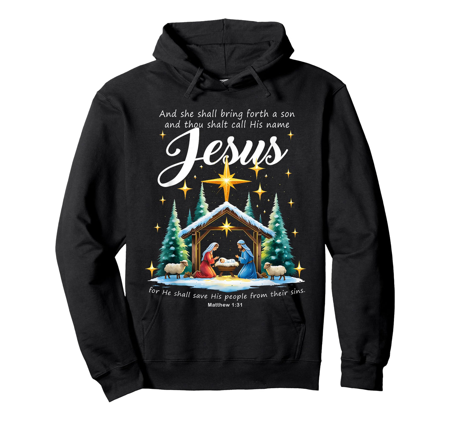 and Thou Shalt Call His Name Jesus Nativity Christmas T-Shirt