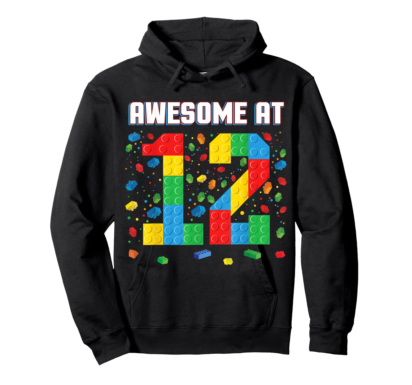 Awesome at 12 Year Old Birthday Kids Block Building Brick T-Shirt