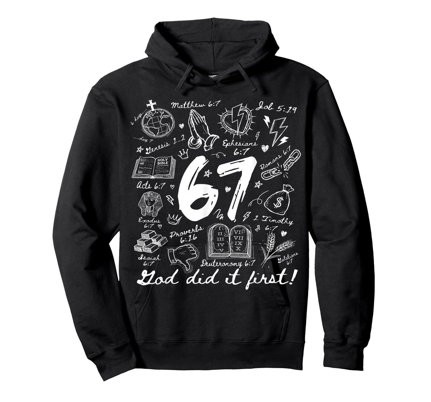 Vintage God Did It First 67 Six Seven Meme Christian Bible T-Shirt
