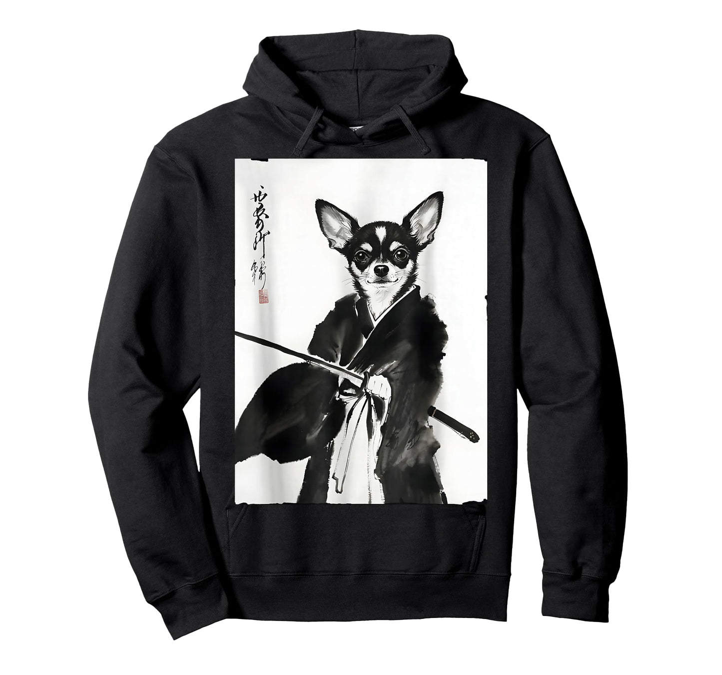 Cute Vintage Ink Wash Sumi-e Japanese Ink Dog Chihuahua T-Shirt