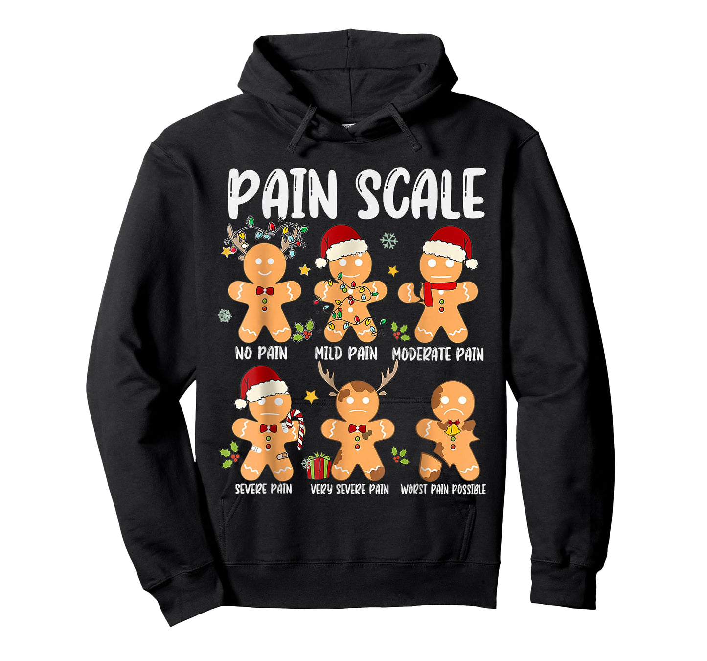 Pain Scale Gingerbread Trauma Nurse Christmas Nursing T-Shirt