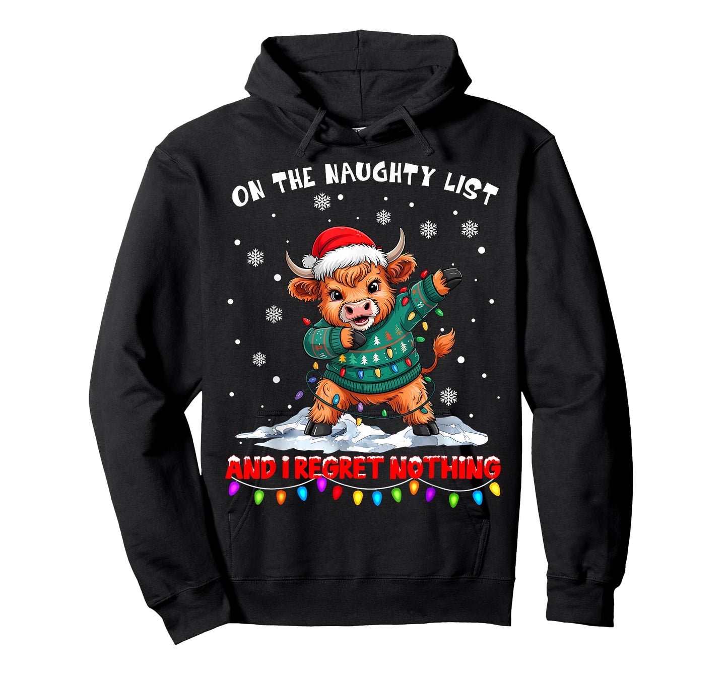 On The Naughty List and Regret Nothing Christmas Cow T-Shirt
