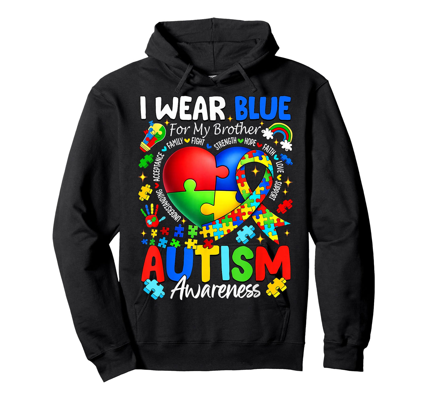 I Wear Blue for My Brother Autism Awareness Boys Girls Kids T-Shirt