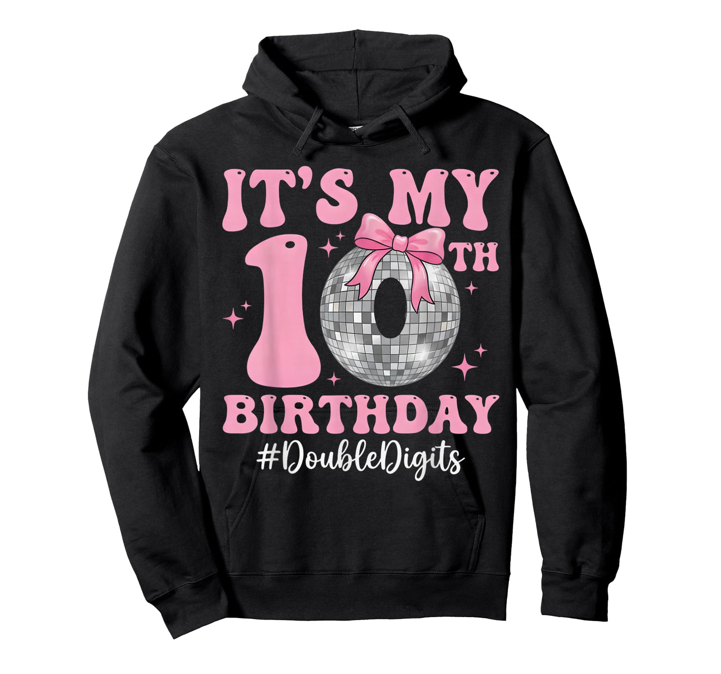 It's My 10th Birthday Girl Double Digits Bow Disco Ball T-Shirt