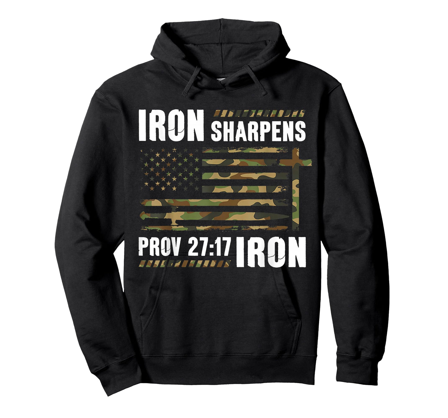 Iron Sharpens Iron Bible Camo Us Flag Christian Gym Workout T-Shirt