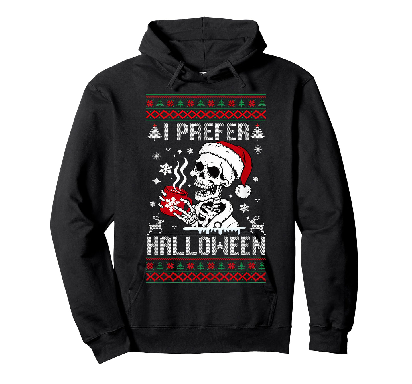 I Prefer Halloween Christmas Sweater Skeleton Ugly Xmas T-Shirt