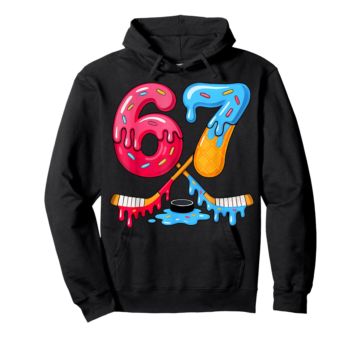 Retro Ice Cream Hockey 67 Six Seven Team Sports Boys Girls T-Shirt