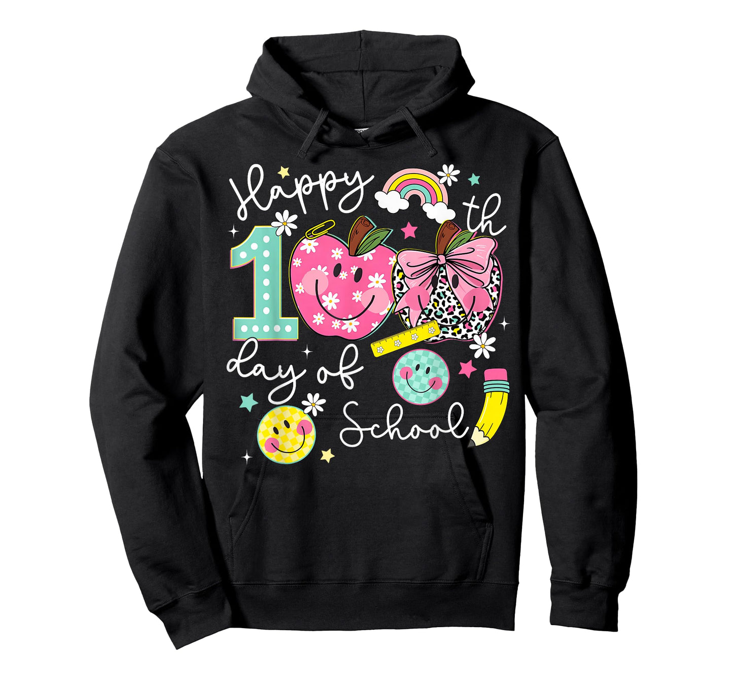 Happy 100th Day of School Apple Coquette Bow Girl Women Kid T-Shirt