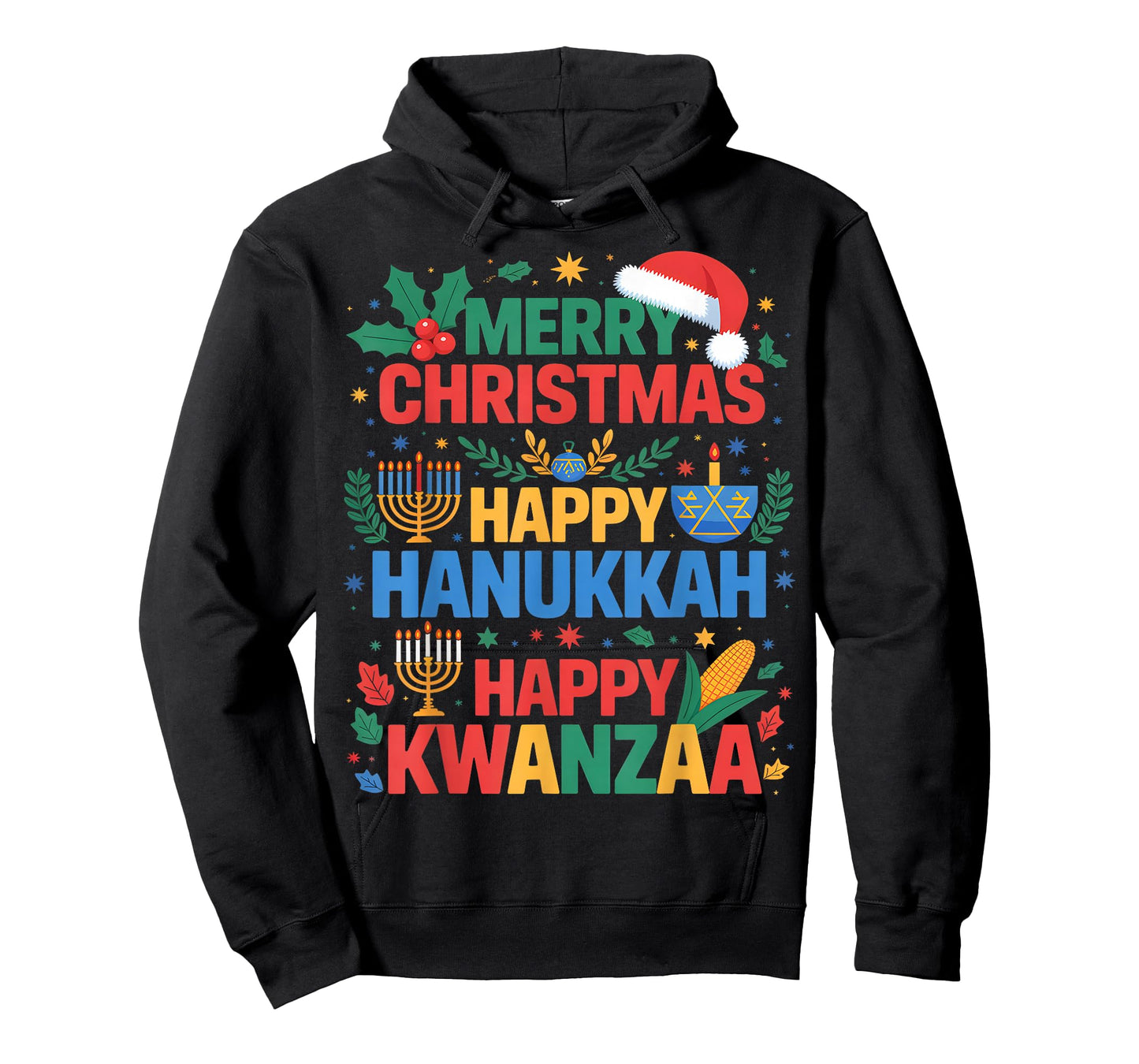 Merry Christmas Happy Hanukkah and Happy Kwanzaa Holidays T-Shirt
