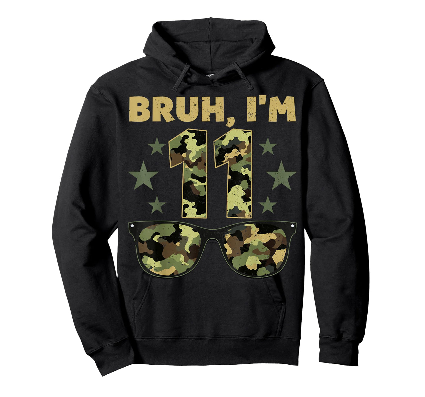 Bruh I'm 11 Years Old 11th Birthday Retro Camo Sunglasses T-Shirt