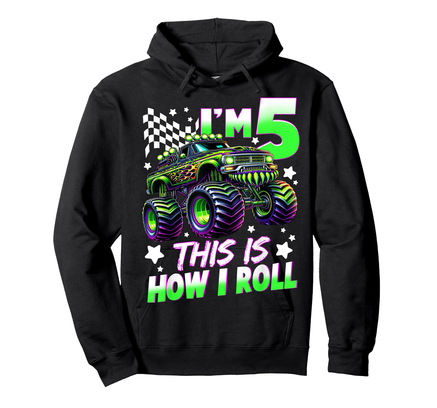 Kids 5 Year Old Monster Truck 5th Birthday Party Boy Bday T-Shirt