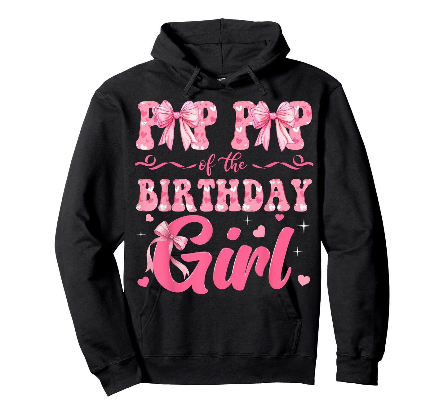 Pop Pop of The Birthday Girl Family Pink Coquette Bow T-Shirt