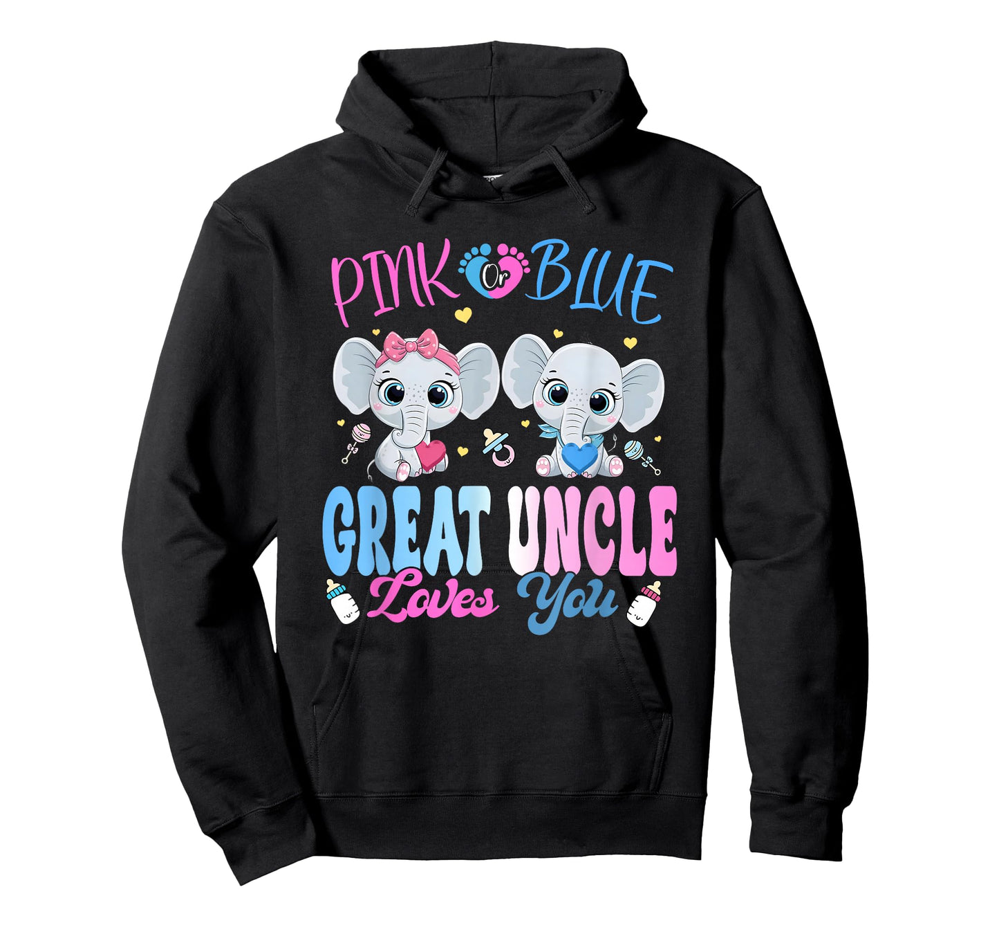 Pink or Blue Great Uncle Loves You Gender Reveal Elephant T-Shirt