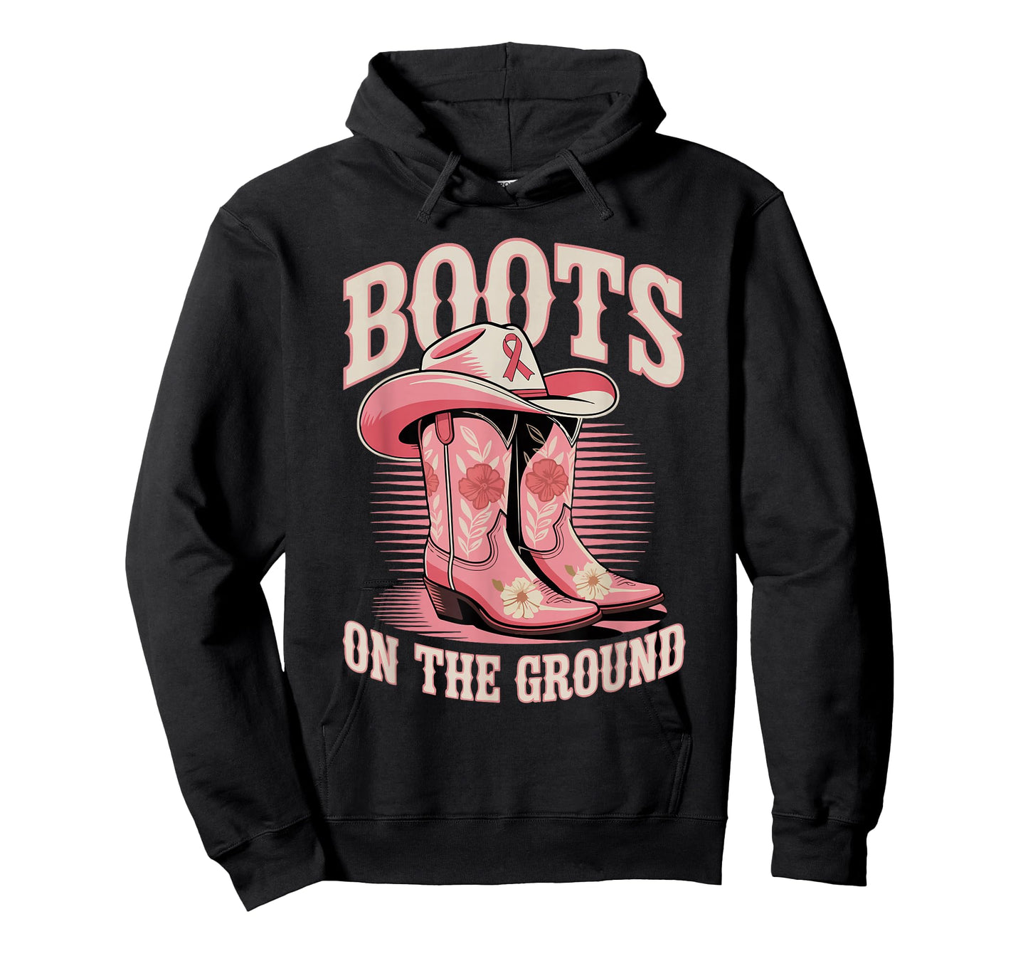 Boots On The Ground Cowgirl Western Breast Cancer Awareness T-Shirt