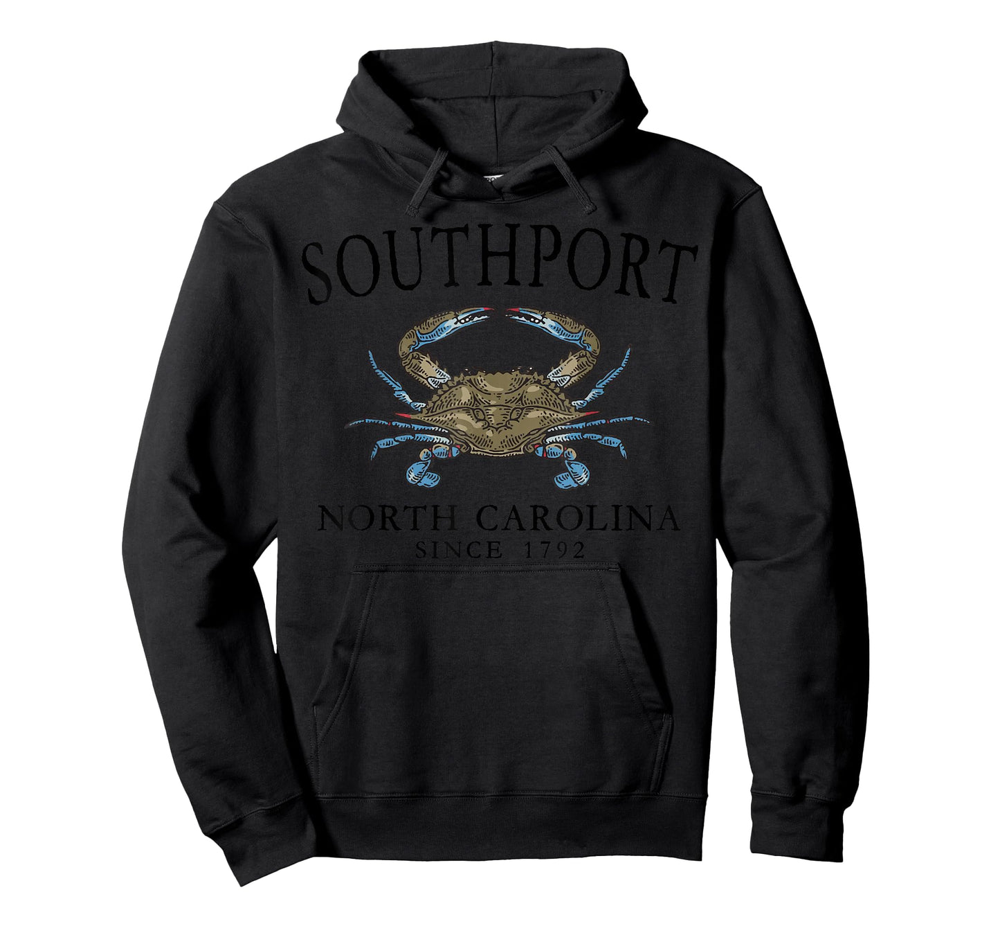 Southport North Carolina Blue Crab Since 1792 Black Letters T-Shirt