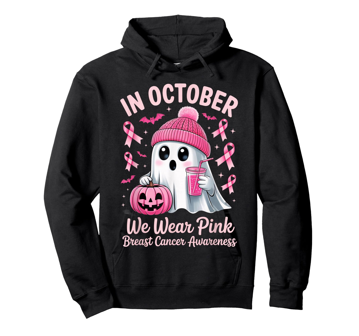 in October We Wear Pink Breast Cancer Awareness Halloween T-Shirt