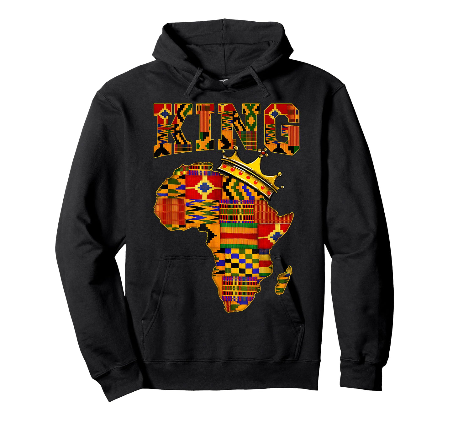 Black History Pride King African Map Kente Melanin Kids Men T-Shirt