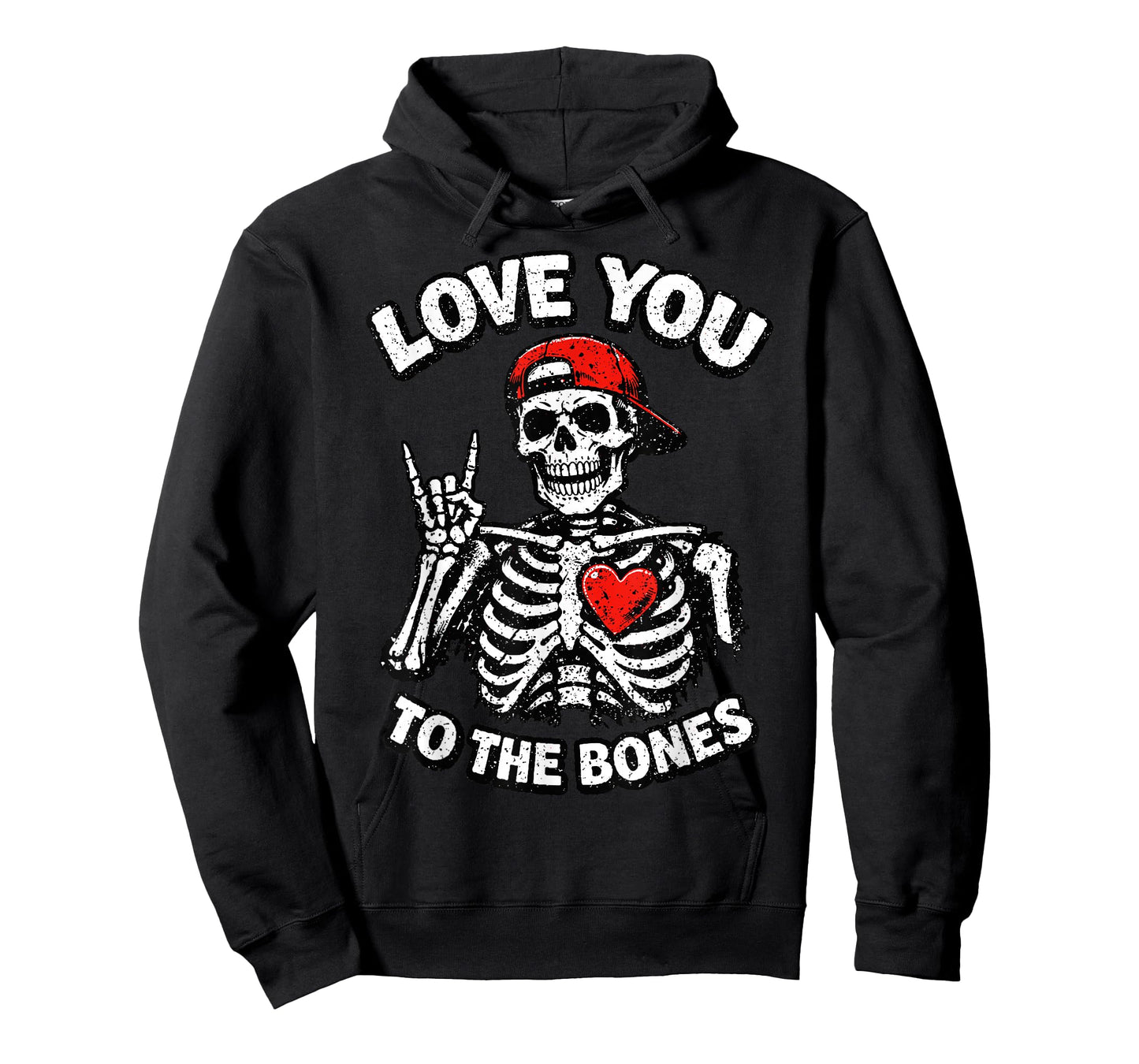Valentines Day Skeleton Rocker Love You to The Bones Rock On T-Shirt