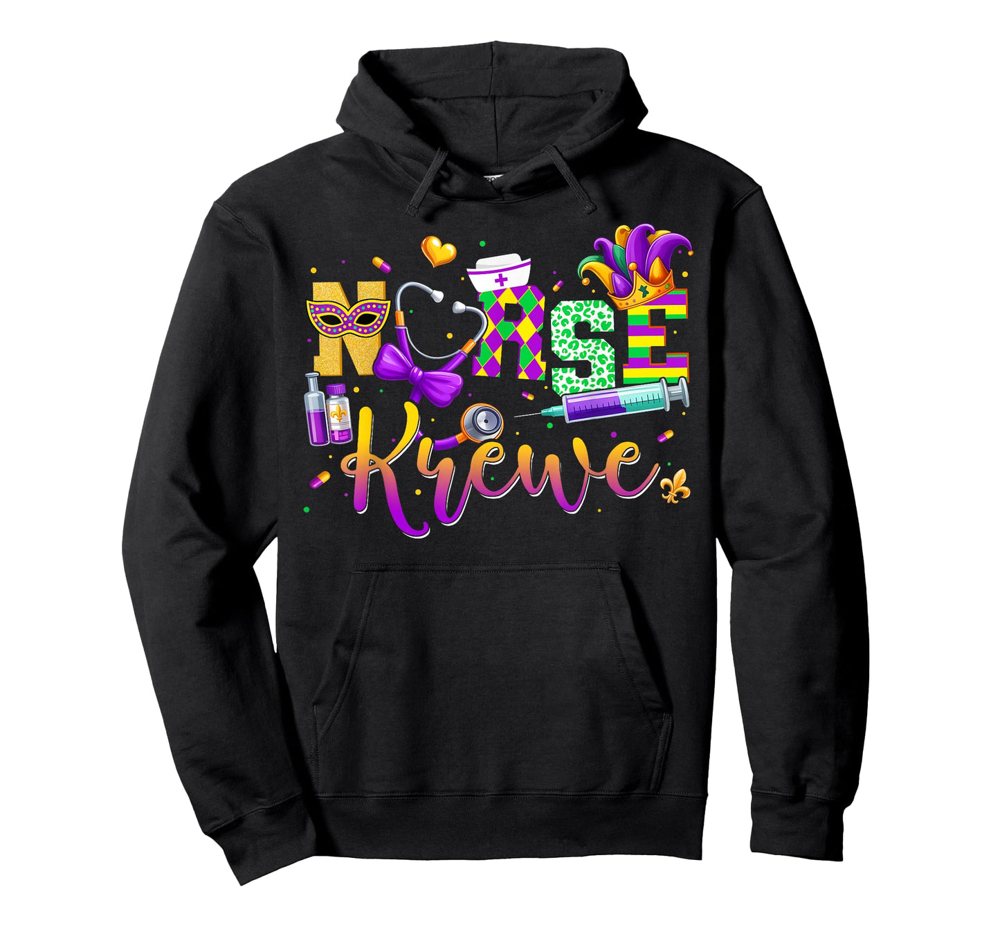 Mardi Gras Nurse Krewe Stethoscope New Orleans Men Women T-Shirt