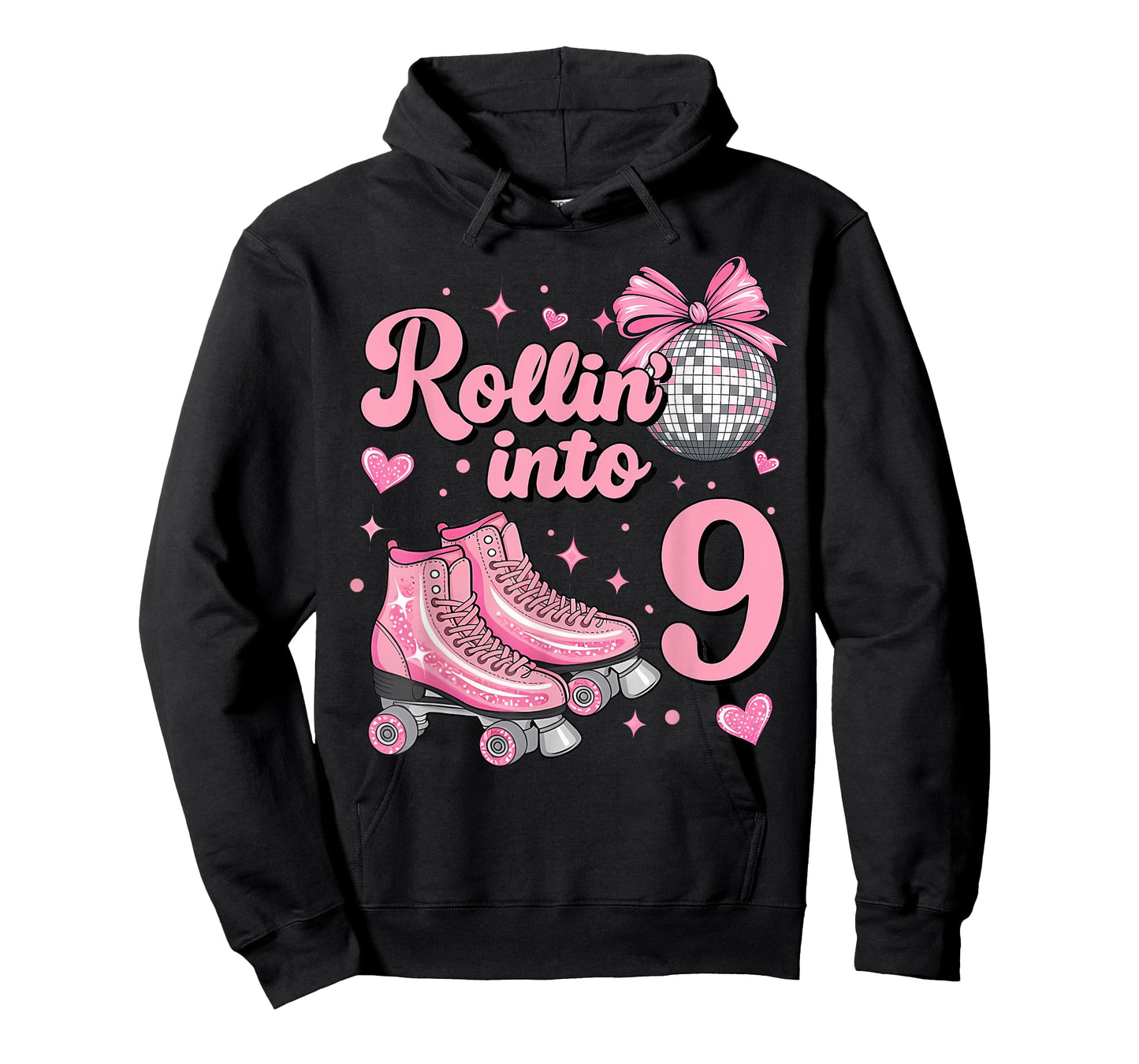 Rolling Into 9 Years Old Roller Skating Girl 9th Birthday T-Shirt