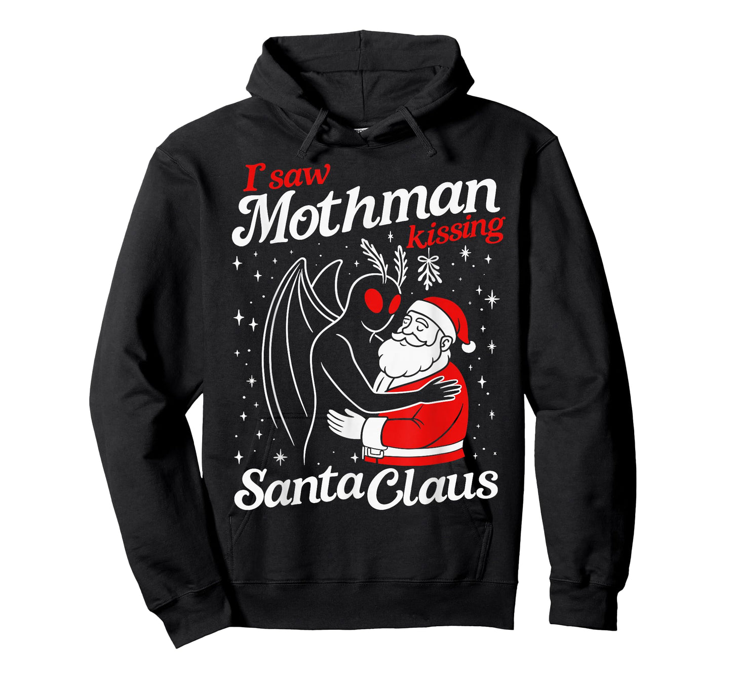 I Saw Mothman Kissing Santa Claus Funny Christmas Santa T-Shirt