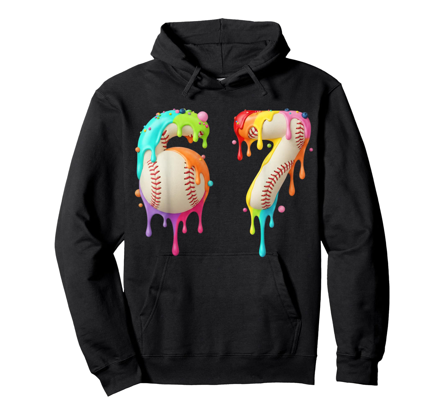 Kids Meme 67 Number Six 6 Seven 7 Ice Cream Drips Baseball T-Shirt
