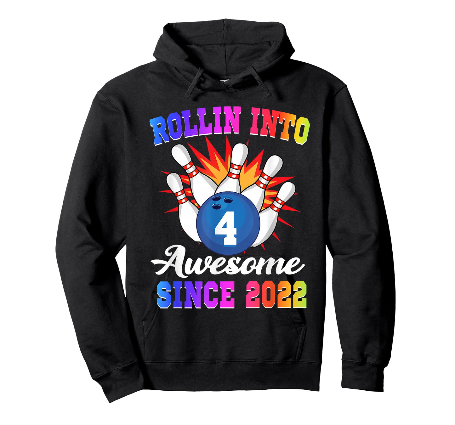 Rollin into 4 Awesome Since 2022 Bowling Girl 4th Birthday T-Shirt